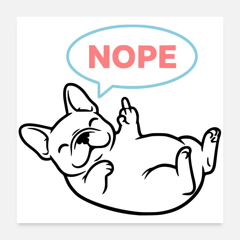Frenchie Hund Nope Comic Bunt Poster 60x60 cm