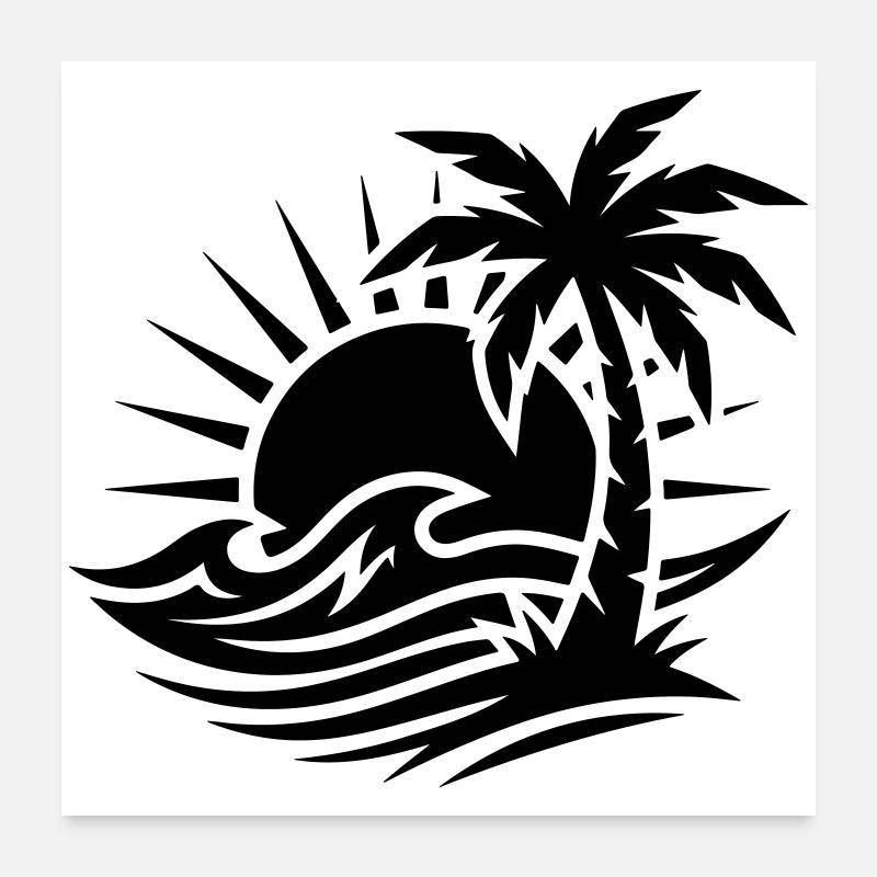 Océan Palm Tree Beach Poster 60 x 60 cm