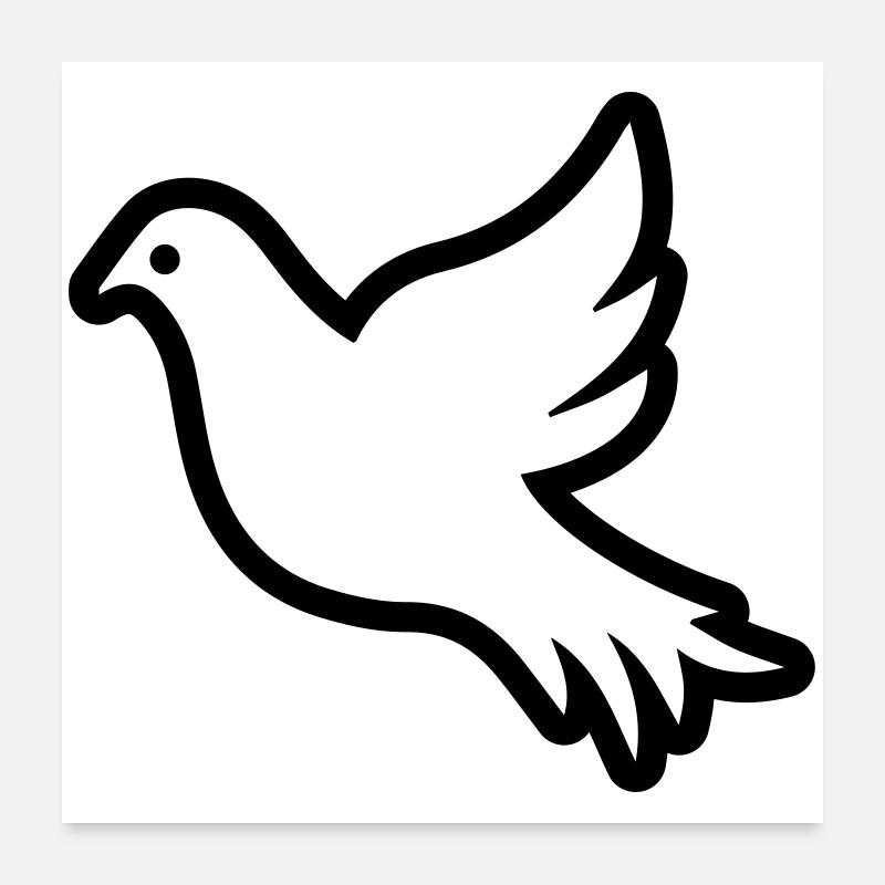 Dove Contour Outline Peace Symbol Poster 24" x 24" (60x60 cm)