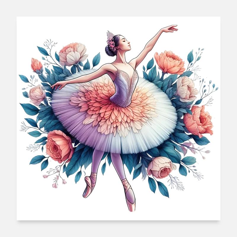 Balletttänzerin mit Tutu Poster 60x60 cm