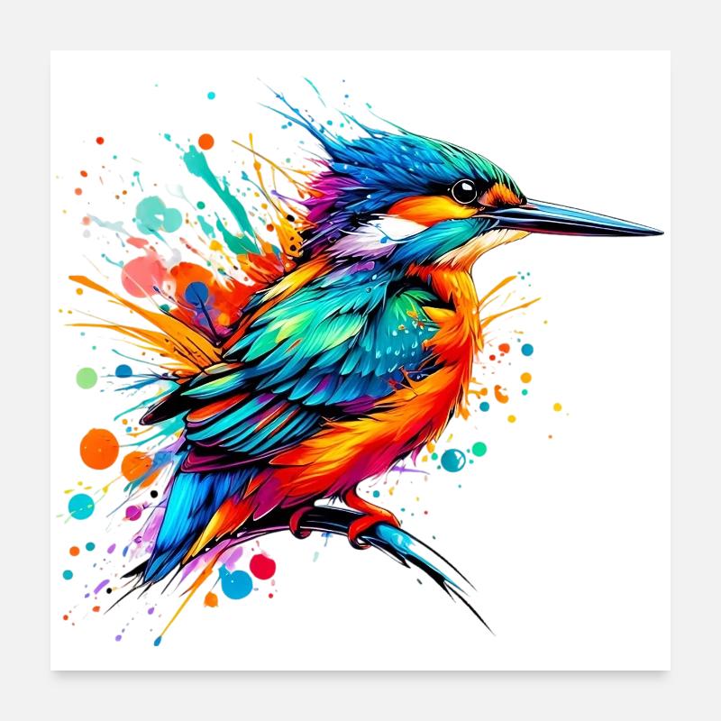 Eisvogel - Poster 60x60 cm - Weiß