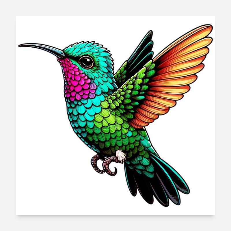 Kolibri - Poster 60x60 cm - Weiß