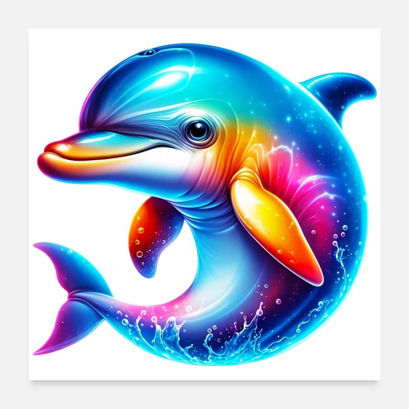 Delfin - Poster 60x60 cm - Weiß