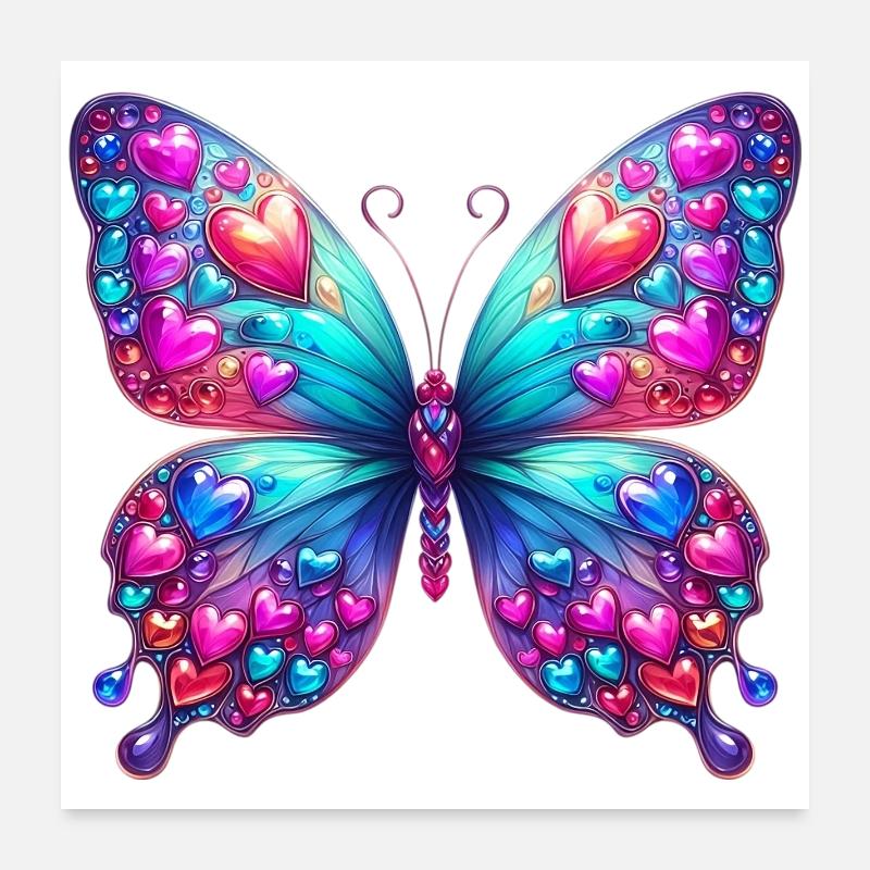 Coeur papillon Coeurs Coeurs Coeurs Coeurs Poster 60 x 60 cm