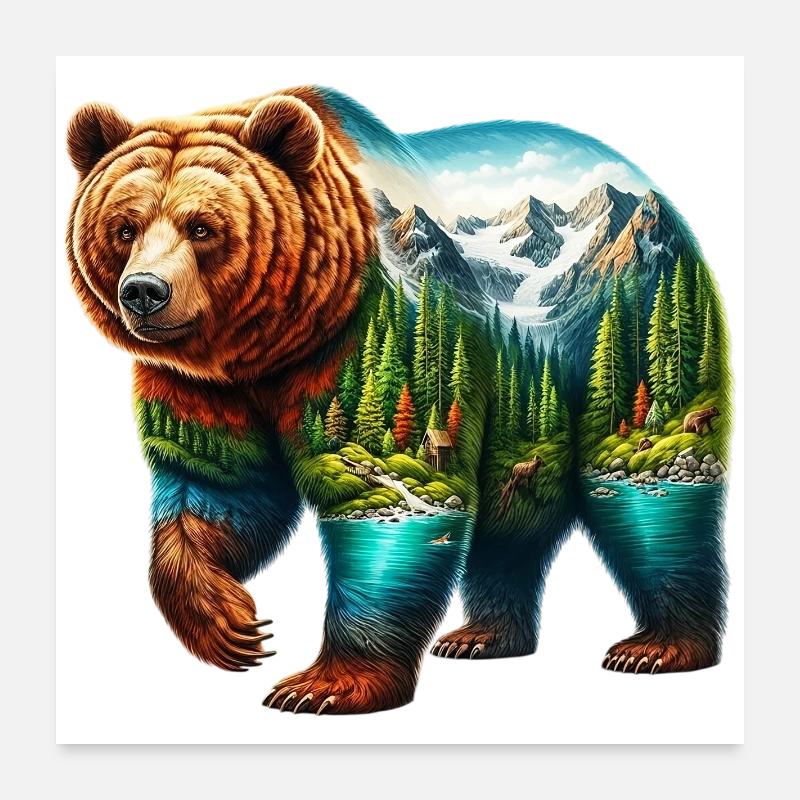 Ours - Poster 60 x 60 cm - blanc