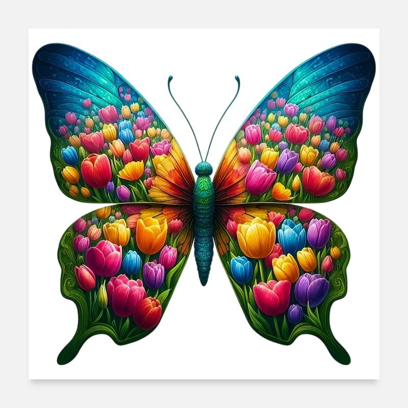 Tulipe papillon tulipe Hollande Poster 60 x 60 cm