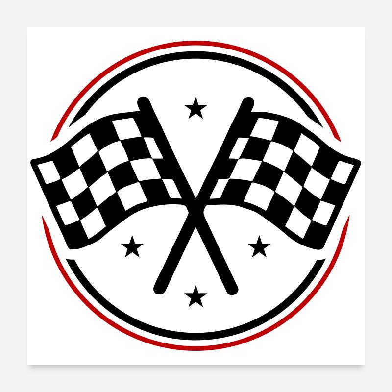 Racing race flag checkered flag Poster 24" x 24" (60x60 cm)