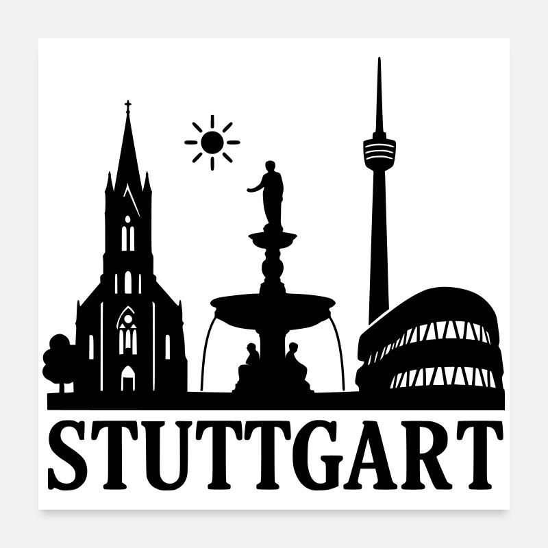 stuttgart silhouette wahrzeichen Poster 60x60 cm