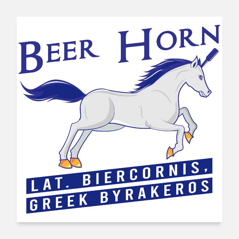 Beer Horn - Beer Unicorn True Mythical Creatures Poster 24" x 24" (60x60 cm)