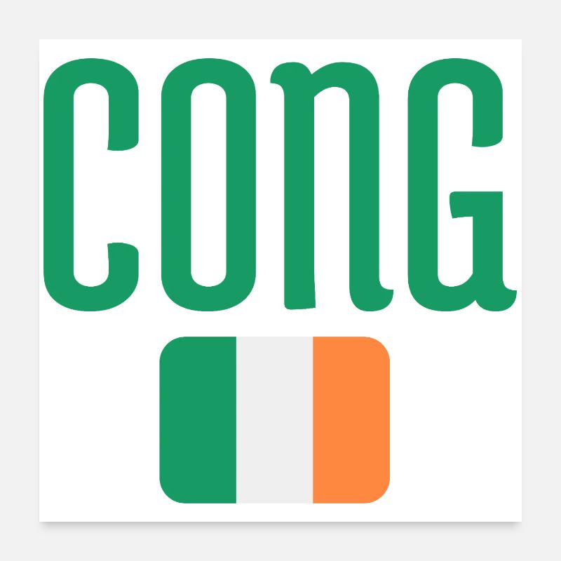 Cong Irish Flag Typography Poster 24" x 24" (60x60 cm)