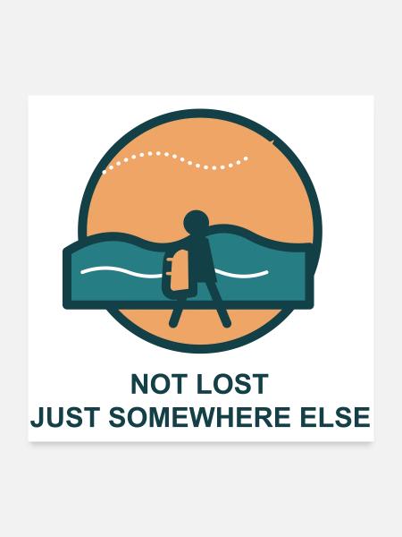 Not Lost Just Somewhere Else - Poster 60x60 cm - Weiß