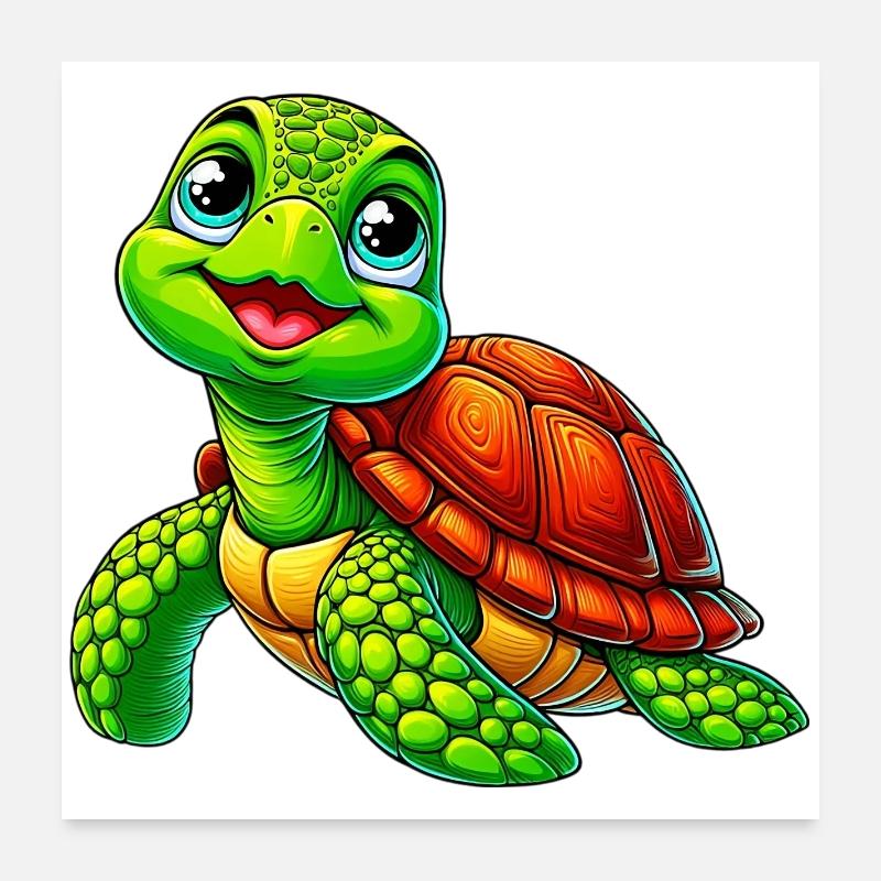 Schildkröte - Poster 60x60 cm - Weiß