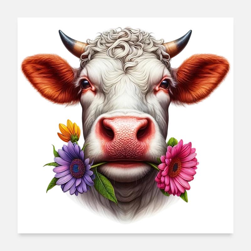 Fleurs de fleur de vache Poster 60 x 60 cm
