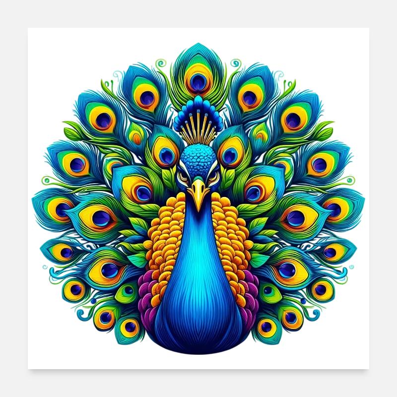 Paon - Poster 60 x 60 cm - blanc