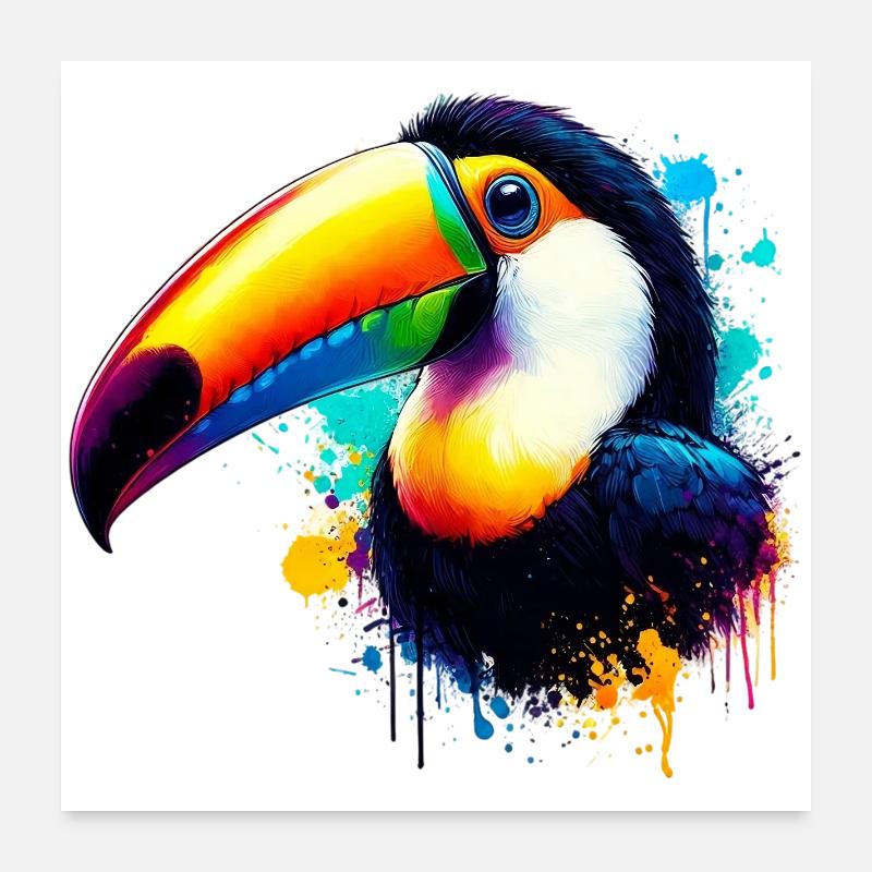 Tukan - Poster 60x60 cm - Weiß
