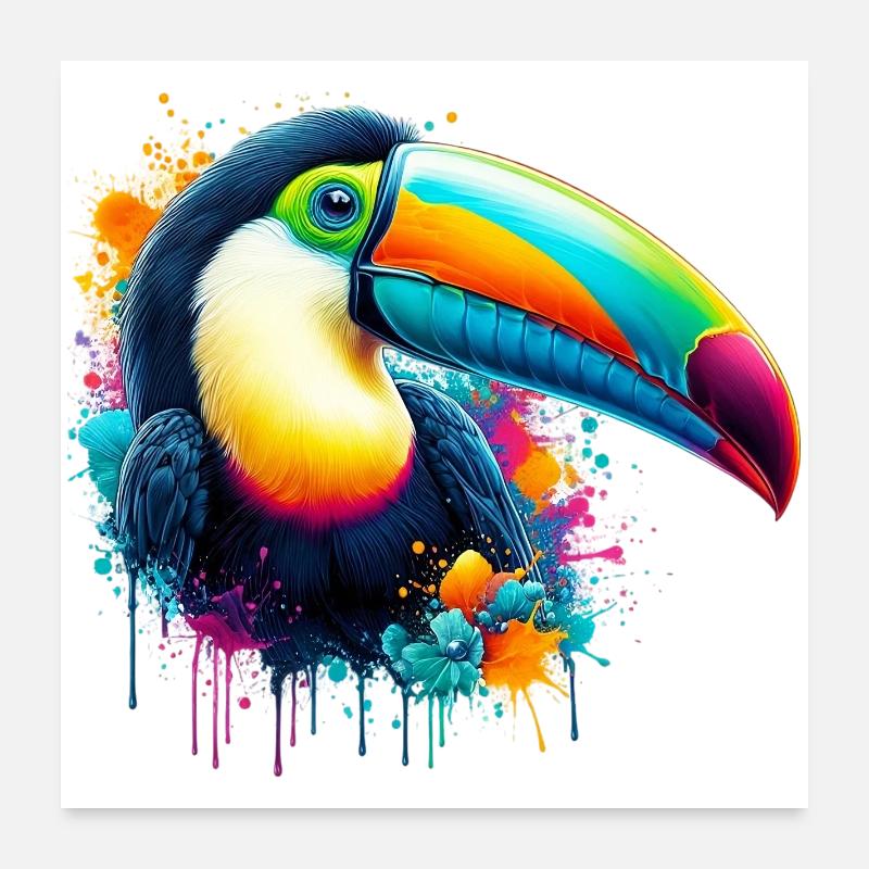 Toucan - Poster 60 x 60 cm - blanc
