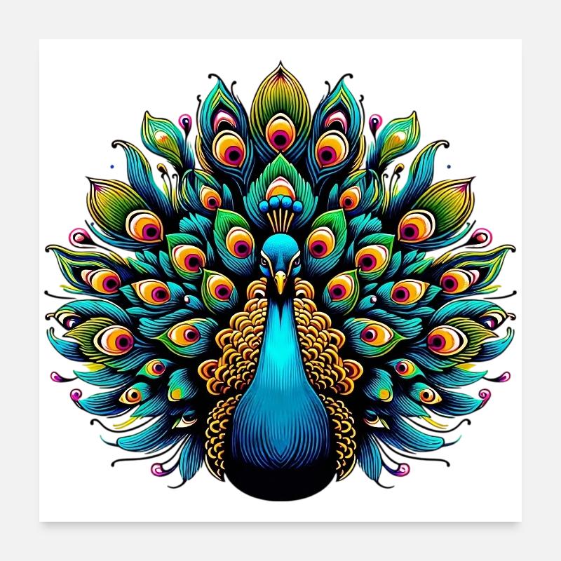 Peacock Poster 24" x 24" (60x60 cm)