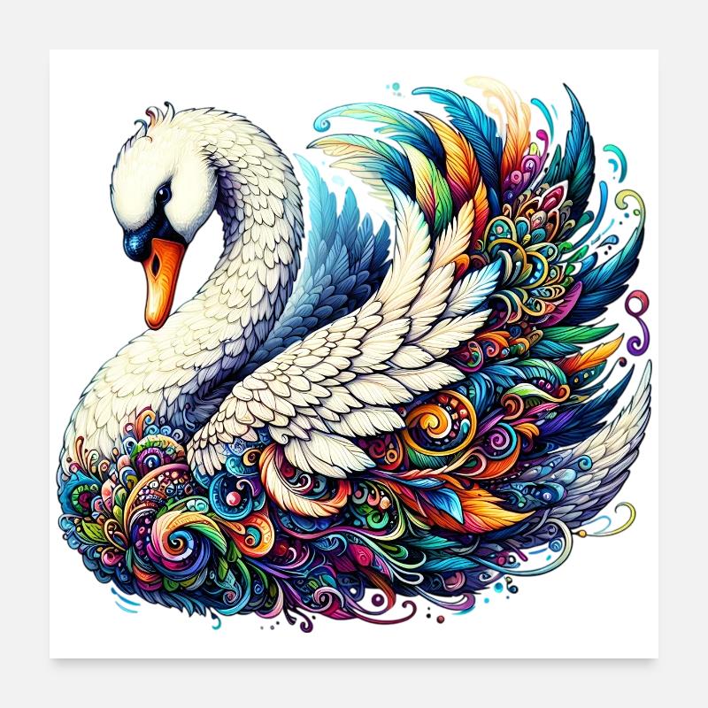 Schwan - Poster 60x60 cm - Weiß