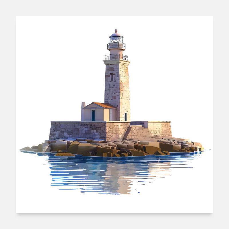 Leuchtturm Inselfelsen Poster 60x60 cm