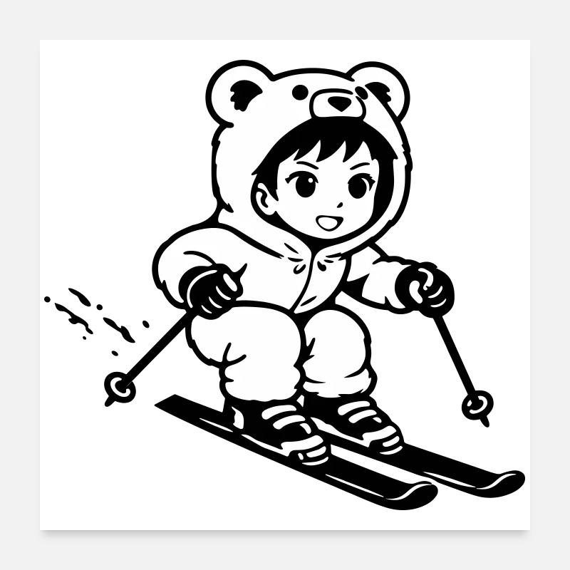 Ski Bears in Anime Style Poster 24" x 24" (60x60 cm)