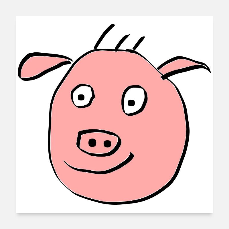 Visage de cochon mignon Poster 60 x 60 cm