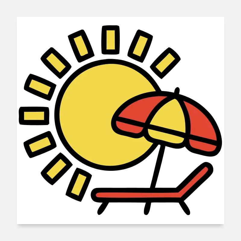 Beach lounger Sun Parasol Summer holiday Poster 24" x 24" (60x60 cm)