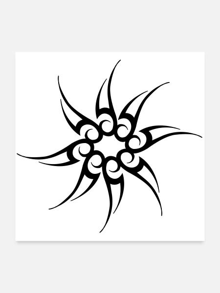 Star Tribal - Poster 60x60 cm - Weiß - Vorne