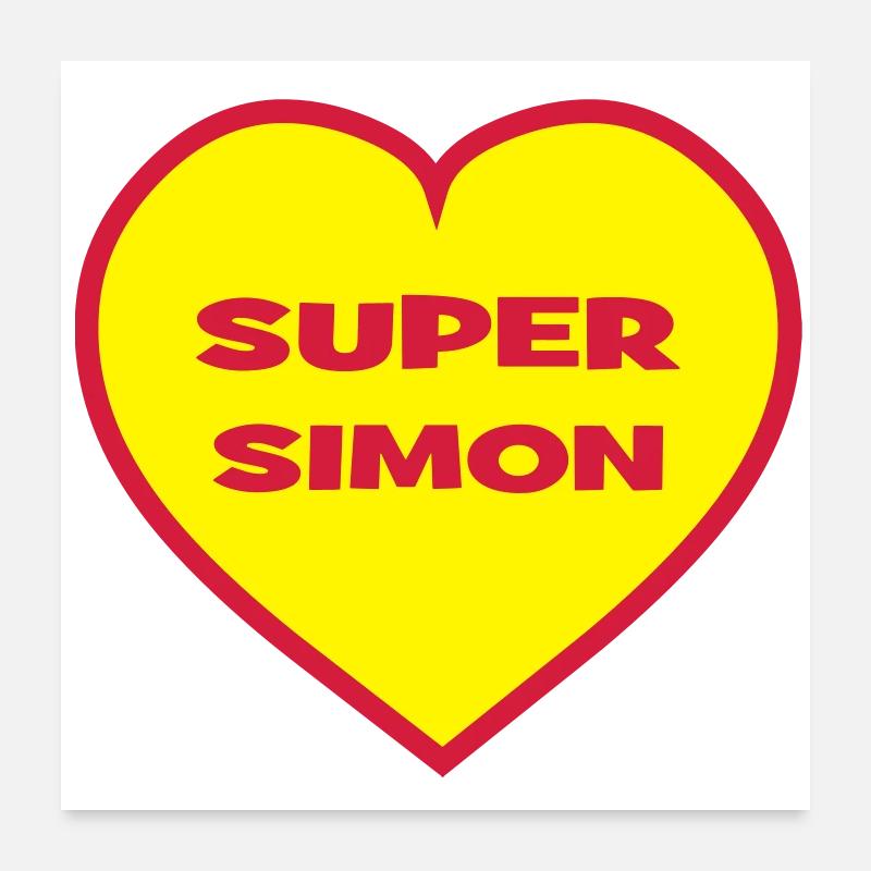 Super-Simon - Poster 60x60 cm - Weiß