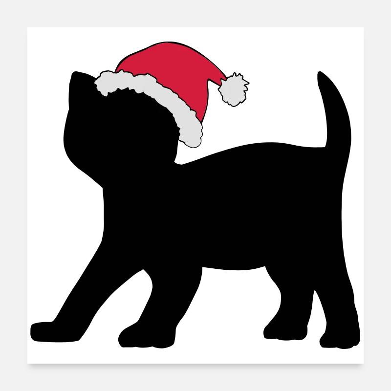 Chaton dans un chapeau de Noël. Poster 60 x 60 cm