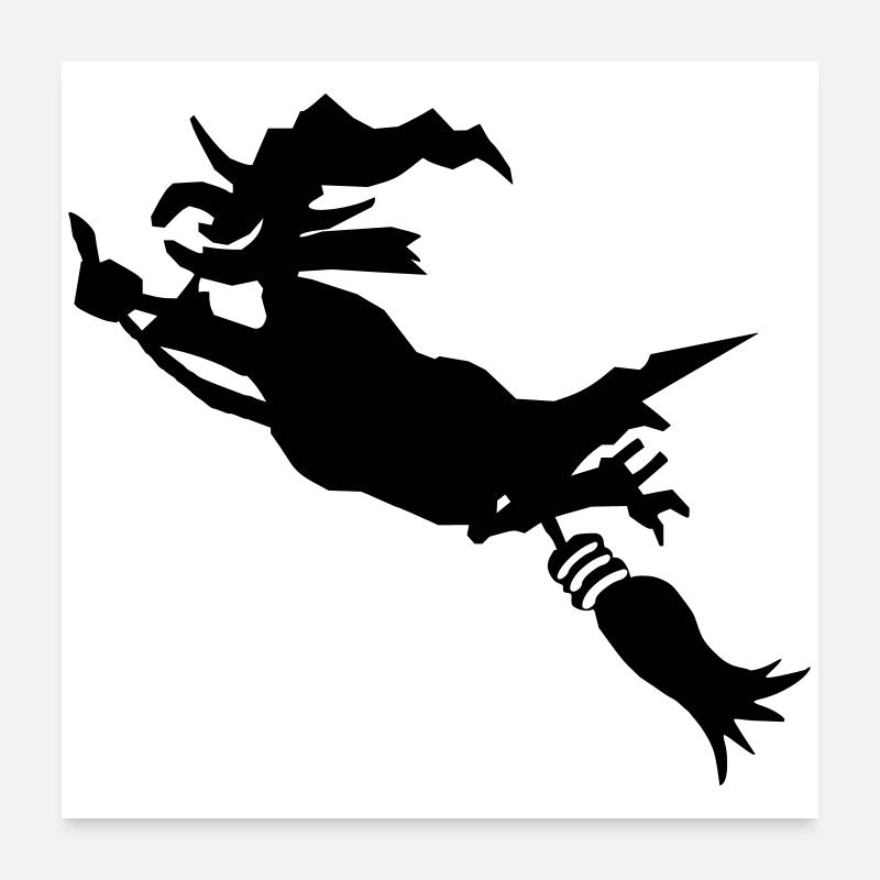 Witch with broom funny Poster 24" x 24" (60x60 cm)