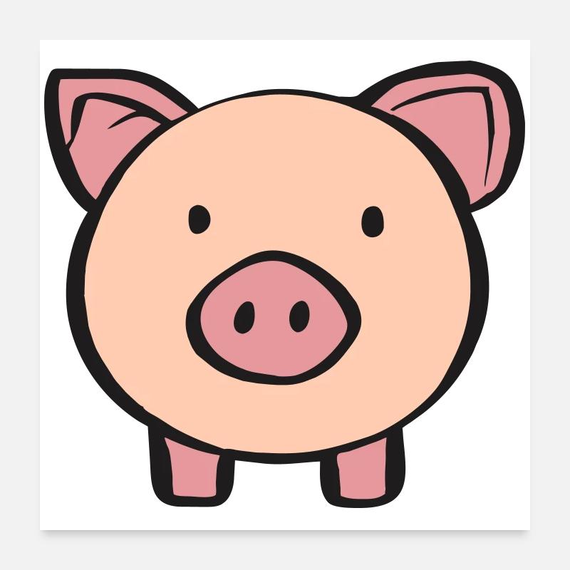 Schweinchen - Poster 60x60 cm - Weiß