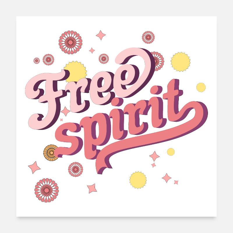 libre, libre, liberté, cool - Poster 60 x 60 cm - blanc