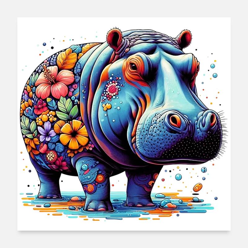 Nilpferd Poster 60x60 cm