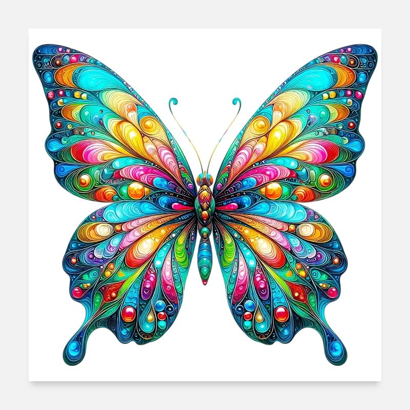 Schmetterling - Poster 60x60 cm - Weiß
