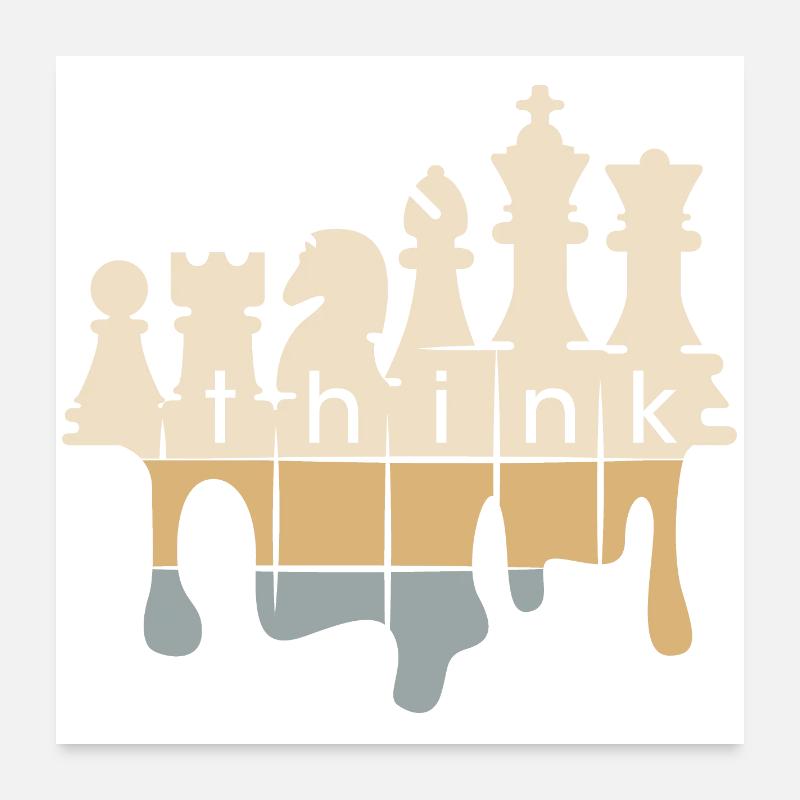 Chess retro graffiti penser pièces d’échecs icône Poster 60 x 60 cm
