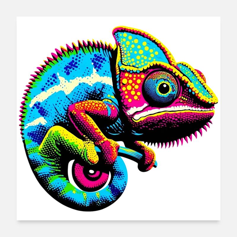 Chamäleon - Poster 60x60 cm - Weiß