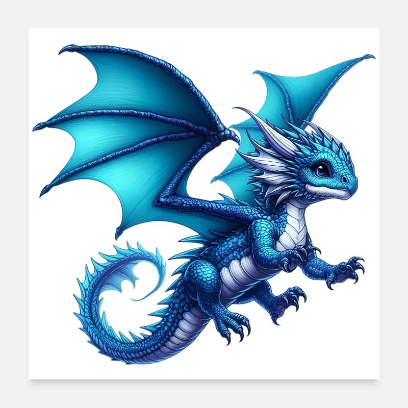 Drache - Poster 60x60 cm - Weiß
