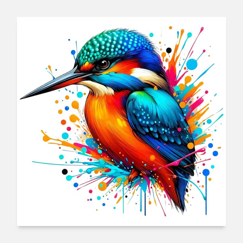 Eisvogel - Poster 60x60 cm - Weiß