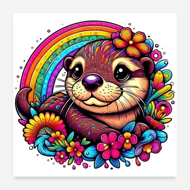 Otter - Poster 60x60 cm - Weiß