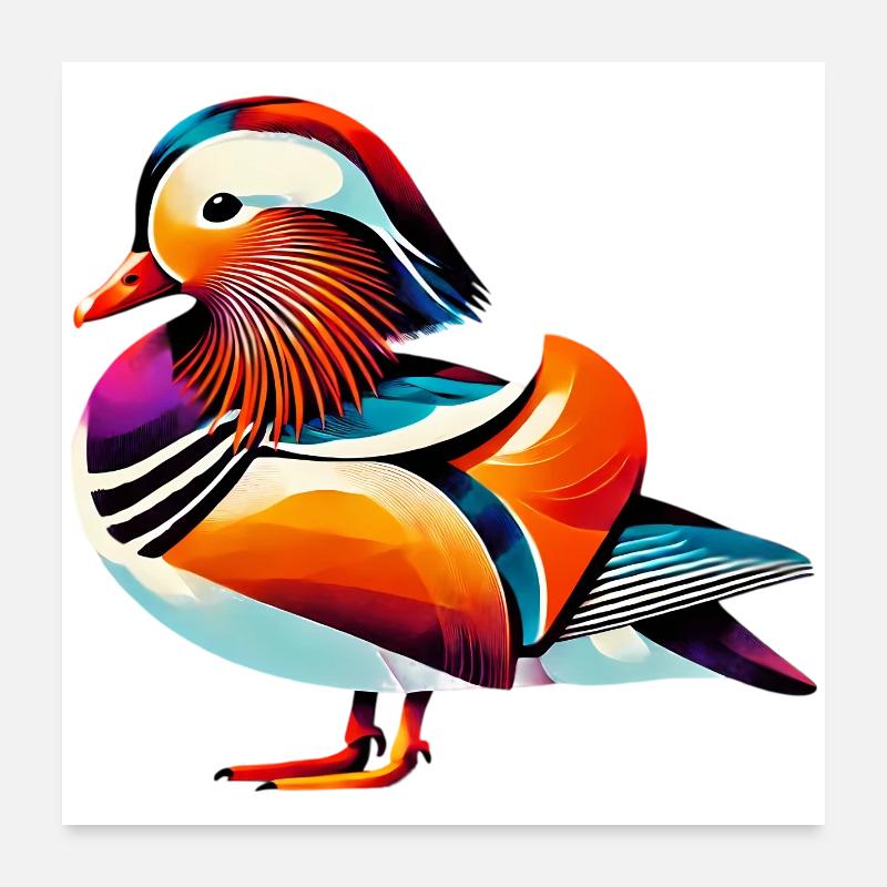 Mandarinente - Poster 60x60 cm - Weiß
