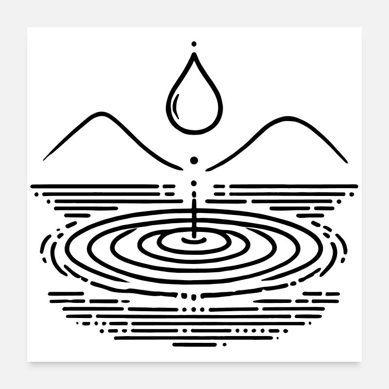 Wassertropfen & Wellen – Zen-inspiriert Poster 60x60 cm