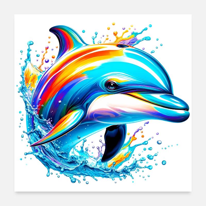 Dolphin Poster 24" x 24" (60x60 cm)