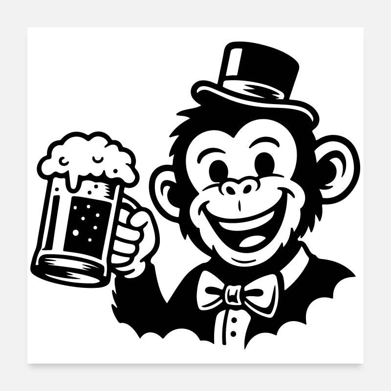 Le Marié Singe Célibataire Poster 60 x 60 cm