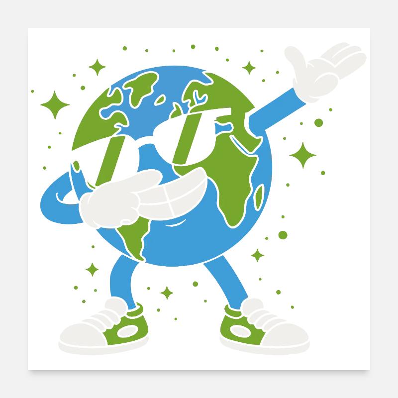 Erdmaskottchen-Kugelrille Poster 60x60 cm