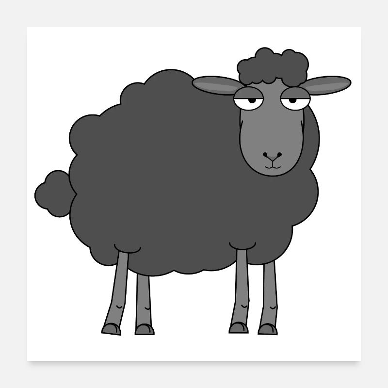 Baaaa-d bis zum Knochen | Illustration des Schwarzen Schafs - Poster 60x60 cm - Weiß