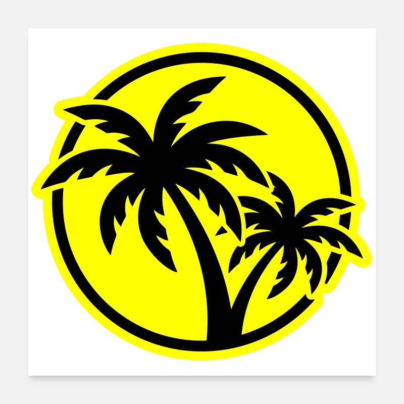 Plage symbole de Palm Tree Poster 60 x 60 cm