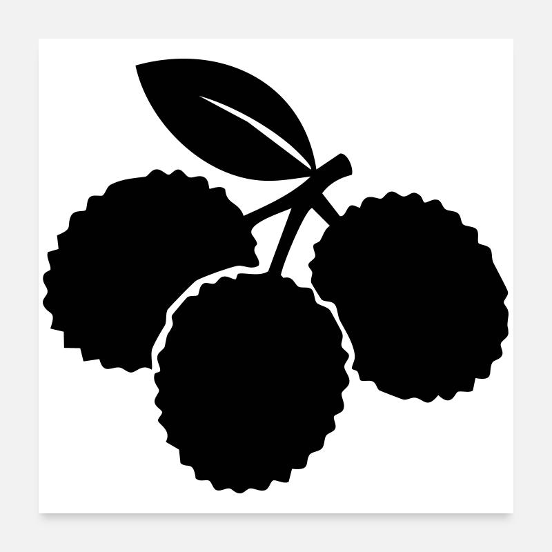 Litschi-Silhouette – Exotisches Obstdesign Poster 60x60 cm