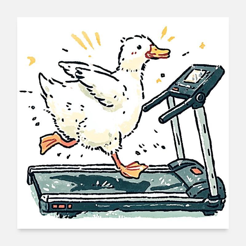 Canard tapis roulant Poster 60 x 60 cm
