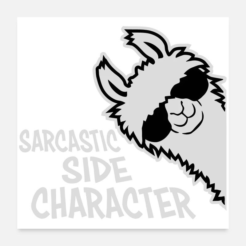 Llama Alpaca Sarcastic Side Character Sarcastic Poster 24" x 24" (60x60 cm)