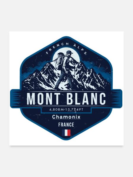 Mont Blanc, Französische Alpen, Chamonix, Frankreich - Poster 60x60 cm - Weiß - Vorne